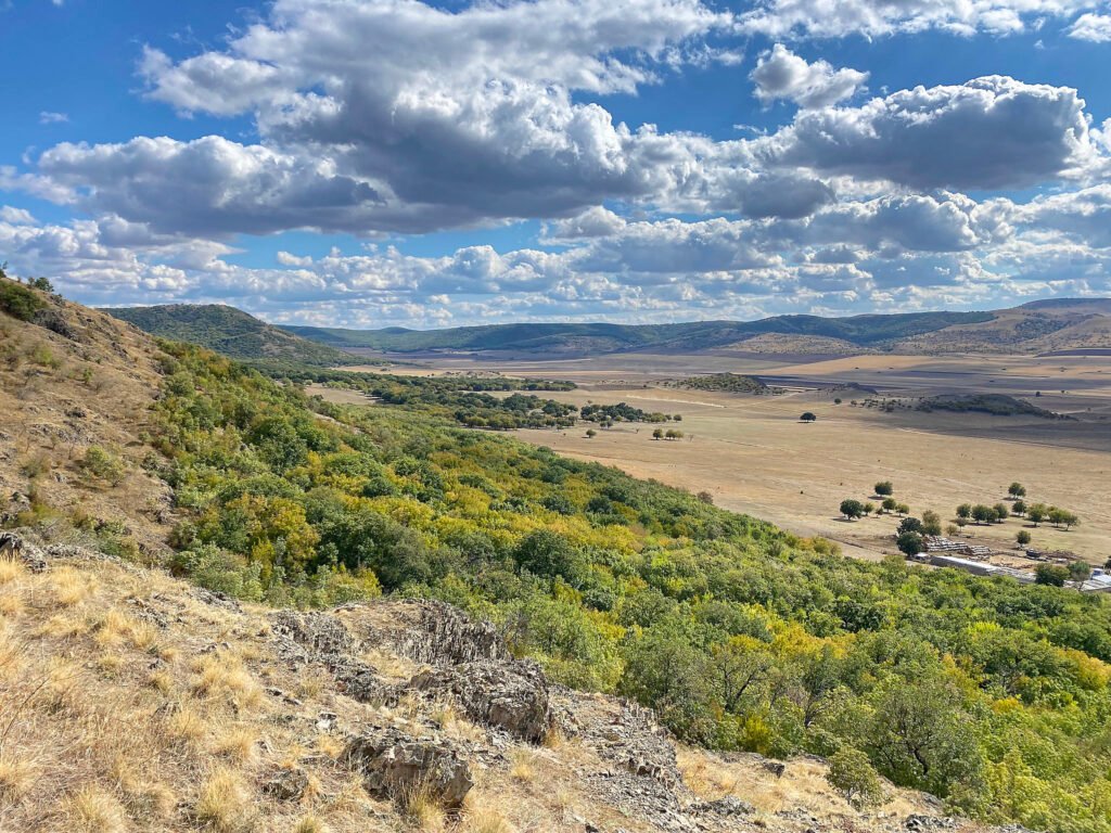 dobrogea valley view under clouds romania